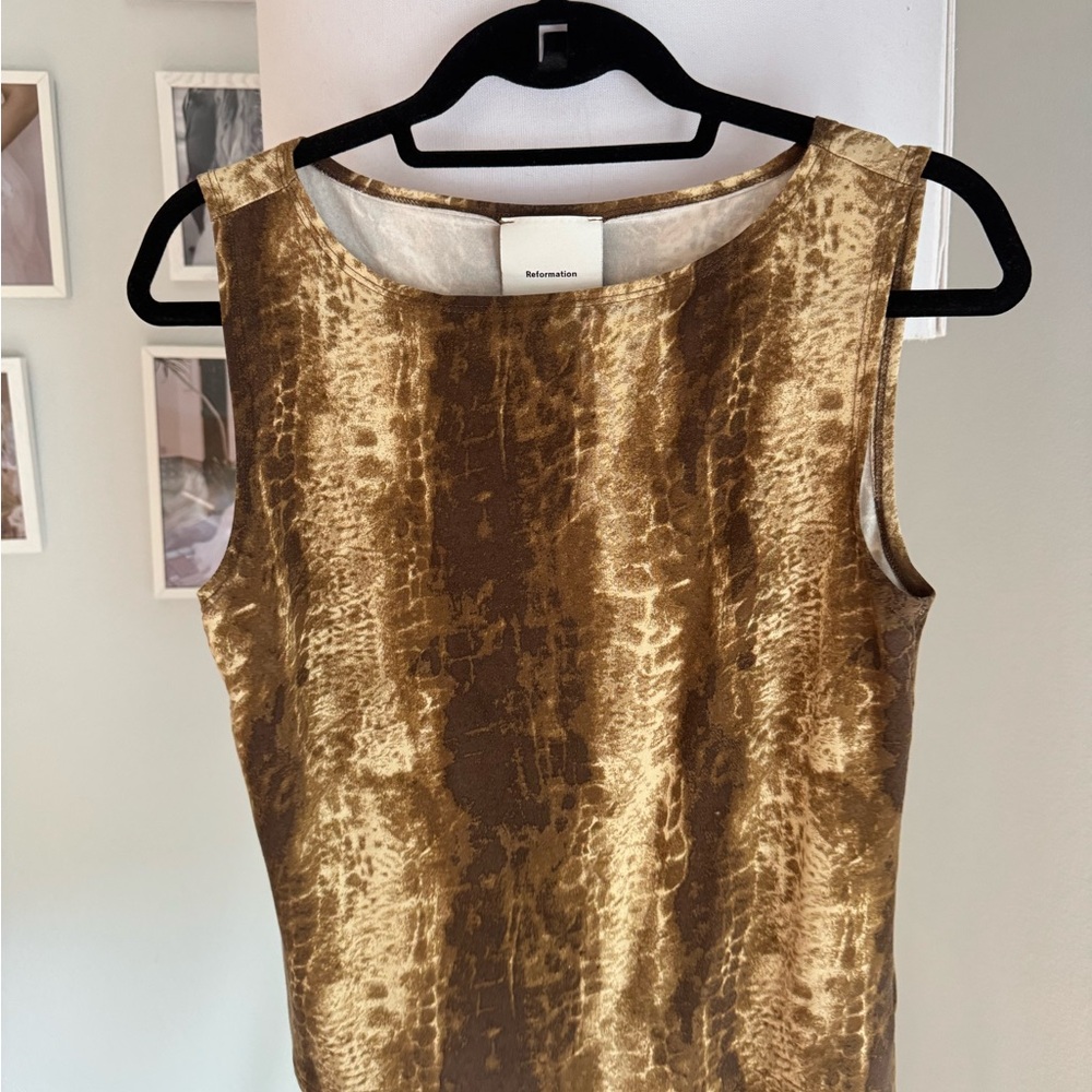 Reformation Dusk Knit Top Snakeskin